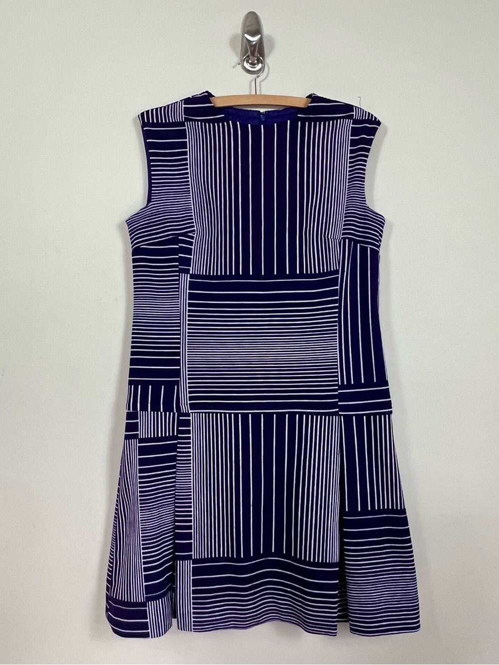 Vtg 60s Mod Striped Mini Shift Dress Drop Waist Go Go Scooter Retro talon zipper